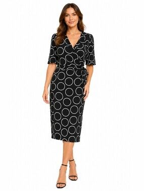 Merona Black and White Circle Print Midi Dress